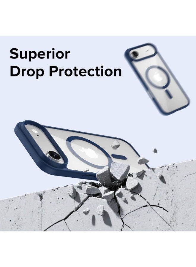 Magnetic Case for iPhone 17 Air Compatible with MagSafe, Shockproof Phone Bumper Cover, Solid Color Matte TPU Frame, Anti-Scratch Clear Back (Blue) - Image 3